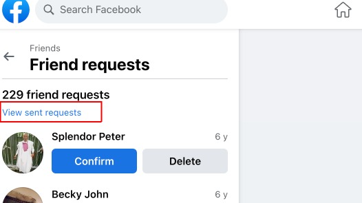 view your facebook sent friend requests